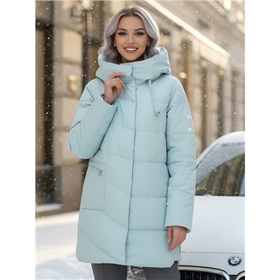 Куртка женская демисезонная с капюшоном бирюзового цвета 1139Br