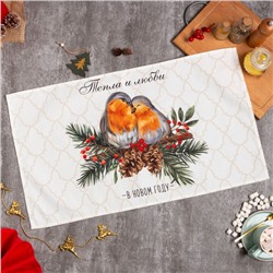 Полотенце кухонное новогоднее «Этель» Winter robin, 40×73 см, 100% хлопок, саржа 190 г/м²