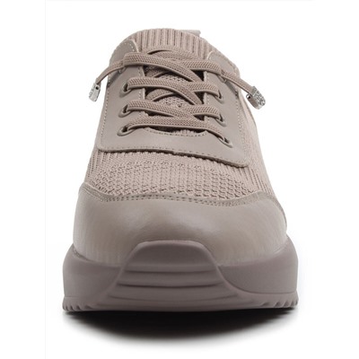 03-A629-5 DK. BEIGE Кроссовки-носки "Снокеры" женские (натуральная кожа, текстиль)
