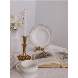 Тарелка глубокая WY Golden rays, 290 мл, d=22 см, фарфор, белая