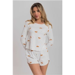 Пижама лонгслив и шорты из интерлока М325418мк