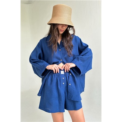 Костюм лён  SET019/29/Синий