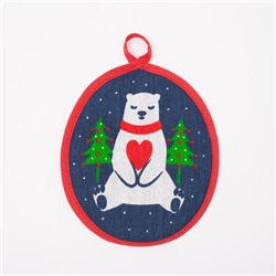 Прихватка "Новогодний мишка" 17х17см,100% хл 160 г/м2, рогожка