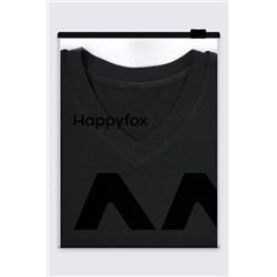 Женская футболка оверсайз с V-вырезом Happyfox