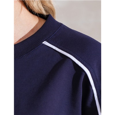 Свитшот с лампасами и разрезами из эластичного футера двухнитки без начеса