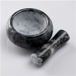 Ступка с пестиком, 75 мл, 5 см, камень, чёрная