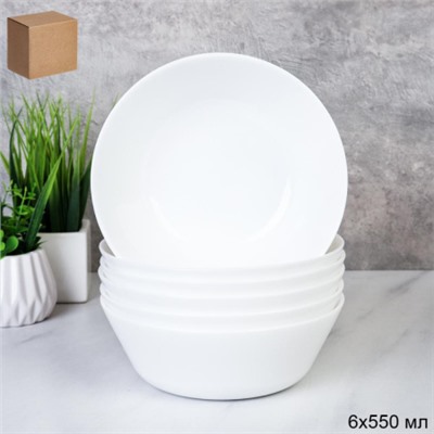 Набор суповых тарелок 6 штук 550 мл 155 мм ЕВРО белый / NNW60T(WHITE) /уп 8/