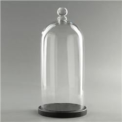 Стеклянный купол - клош с шариком на деревянной подставке «Родрик», 34×15 см, стекло, чёрный