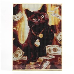 Алмазная вышивка полное заполнение «Кот на удачу», на раме 30×40 см