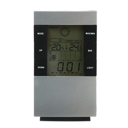 Метеостанция Luazon LB-01, с часами, термометром, дисплеем, подсветкой, серая