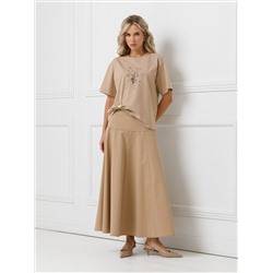 Футболка трикотажная с принтом и брошью