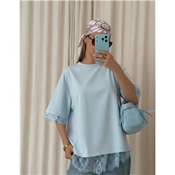 Футболка с кружевом OVER SIZE (хлопок)