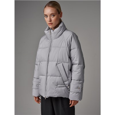 Пуховик женский серо-голубой