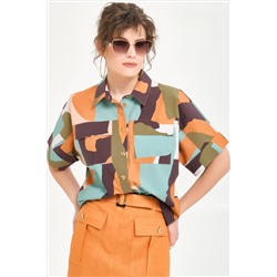 Блуза с разноцветным принтом