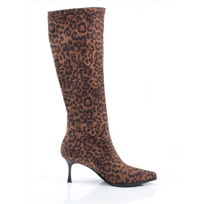 02-H26B-47ЗPC BROWN LEOPARD Сапоги демисезонные женские (велюр)