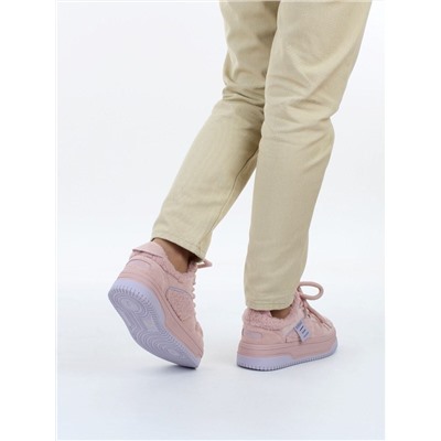 04-P124-2C PINK Кроссовки демисезонные женские (натуральная замша, искусственный мех)
