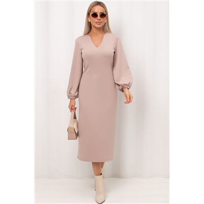 Платье-футляр бежевое из трикотажа Альфа №1