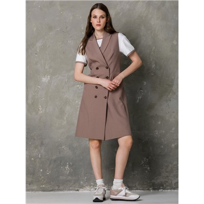 Платье серо-коричневое без рукавов