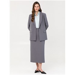 Юбка тёмно-серая в полоску с карманами