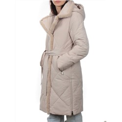 309 BEIGE Пальто зимнее стеганое женское (200 гр. холлофайбер, натуральная норка)