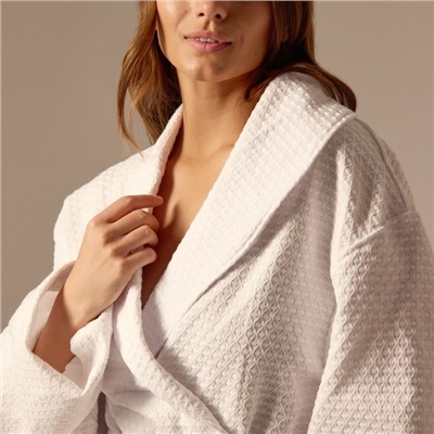 Халат вафельный женский SL HOME: Waffle «Блан де Блан», хлопок 100%, белый