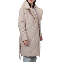 309 BEIGE Пальто зимнее стеганое женское (200 гр. холлофайбер, натуральная норка)