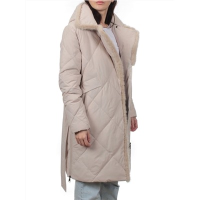 309 BEIGE Пальто зимнее стеганое женское (200 гр. холлофайбер, натуральная норка)
