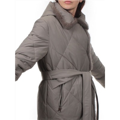 309 GRAY Пальто зимнее стеганое женское (200 гр. холлофайбер, натуральная норка)