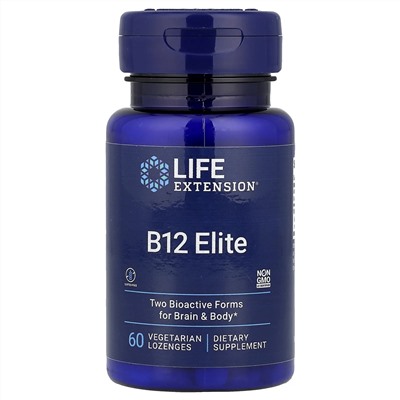 Life Extension, B12 Elite, 60 вегетарианских пастилок (1000 мкг в 1 пастилке)