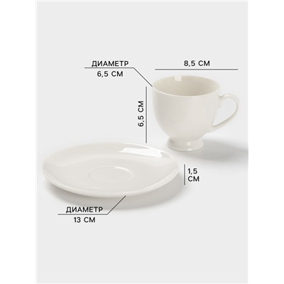 Кофейная пара Magisto English tea party, 115 мл, фарфор, белая