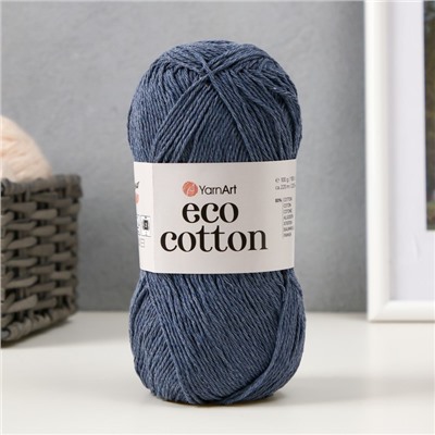 Пряжа для вязания спицами, крючком YarnArt, Eco Cotton, 80% хлопок, 20% полиэстер, 220 м/100 г, (773 джинс)