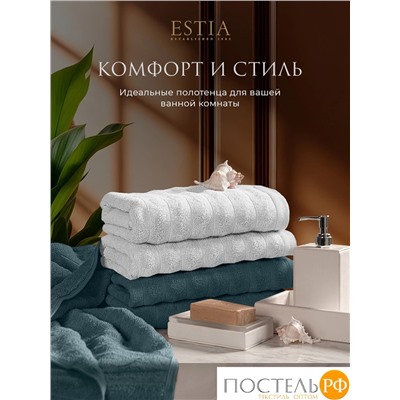 ESTIA ТОРЛЕЙ бел/морской К-т полотенец 50х80-2/50х80-2, 100% хлопок, 500 г/м2
