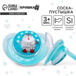 Соска - пустышка силиконовая ортодонтическая Крошка Я «Пигвинчик», от 3 мес., голубой