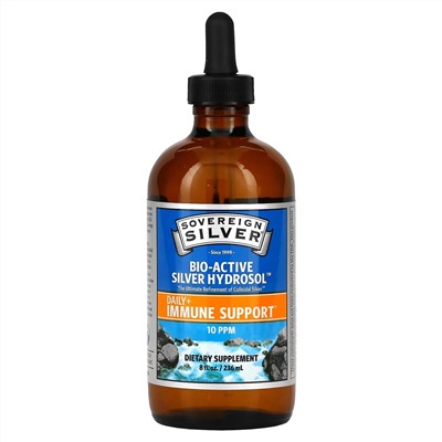 Sovereign Silver, Bio-Active Silver Hydrosol с дозатором-пипеткой, ежедневная и иммунная поддержка, 10 част./млн, 236 мл (8 жидк. унций)