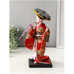 Кукла коллекционная «Японка с цветочной ветвью и в шляпе», 30 см