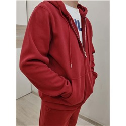 Брюки футер 3х нитка внутри флис 887 красный