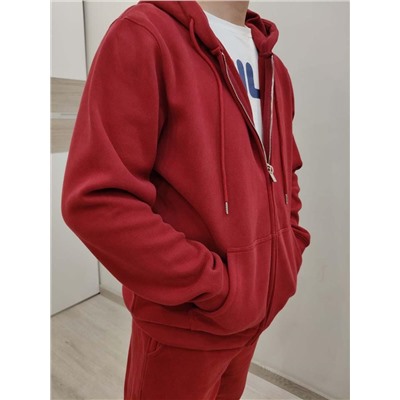 Брюки футер 3х нитка внутри флис 887 красный