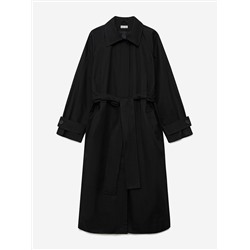 Тренч однобортный свободного кроя, черный