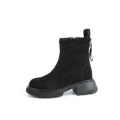 04-M3-L861 BLACK Ботинки зимние женские (натуральная замша, натуральный мех)