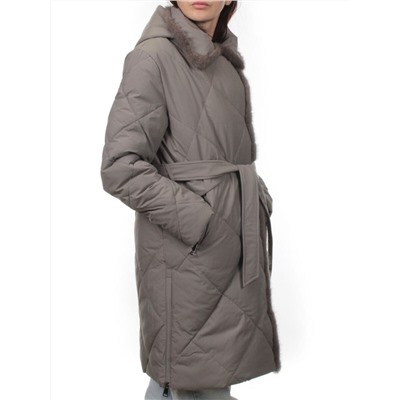 309 GRAY Пальто зимнее стеганое женское (200 гр. холлофайбер, натуральная норка)