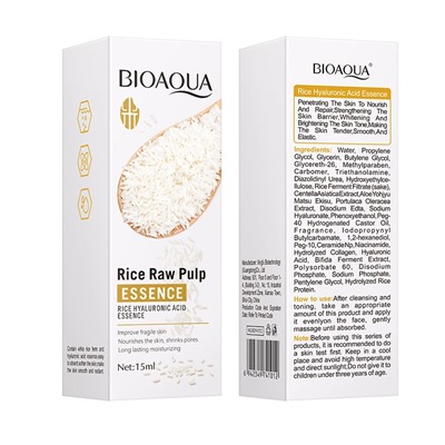 Сыворотка для лица с экстрактом риса и гиалуроновой кислотой Bioaqua, 15 мл.