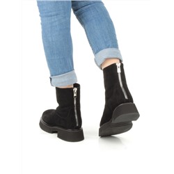 04-HJM397 BLACK Ботинки зимние женские (натуральная замша, натуральный мех)