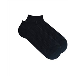 Короткие носки р.40-45 "Перфорация Полоски" Чёрные