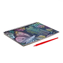 Гравюры для девочек «Красный фон с голографией», творческая книга 14 стр., 10 гравюр, со штихелем