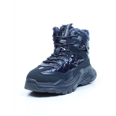 04-8524-2 DARK BLUE Ботинки женские зимние (искусственные материалы)