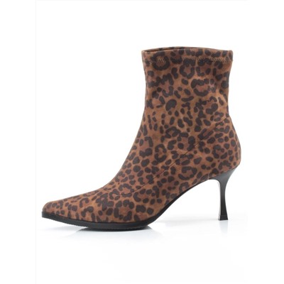 01-H26B-42PC BROWN LEOPARD Ботильоны демисезонные женские (велюр)