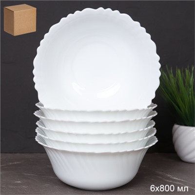 Набор суповых тарелок 6 штук 800 мл Тюльпан Богатырь/ LHW70/6 (WHITE) /уп 8/
