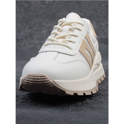 03-WG040-2M MILK/BEIGE Кроссовки демисезонные женские (натуральная кожа)
