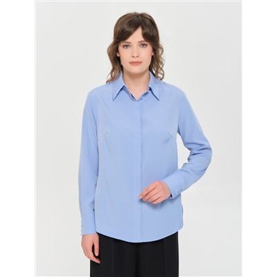 Блузка василькового цвета с длинным рукавом