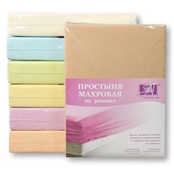 Простынь махровая на резинке, бежевый, 180*200*20 см (al-101163)